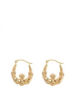 image of Love Gold 9Ct Gold Claddagh Creole Hoop Earrings