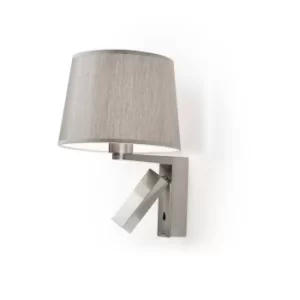 Image of Grok 2 Light Indoor Wall Light Satin Nickel with Reading, E27