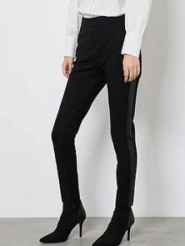 Image of Mint Velvet Stripe Detail Sculpt Treggings - Black, Size 6, Women