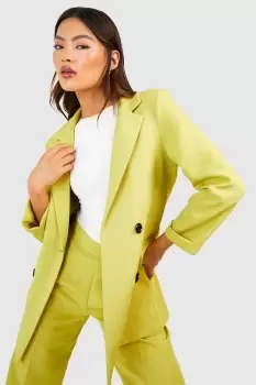 Image of Contrast Button Turn Cuff Tailored Blazer