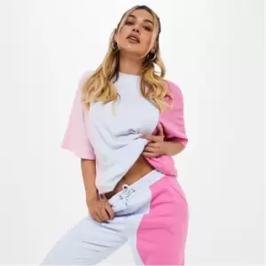 Missguided Colourblock Curved Seam T Shirt - Multi