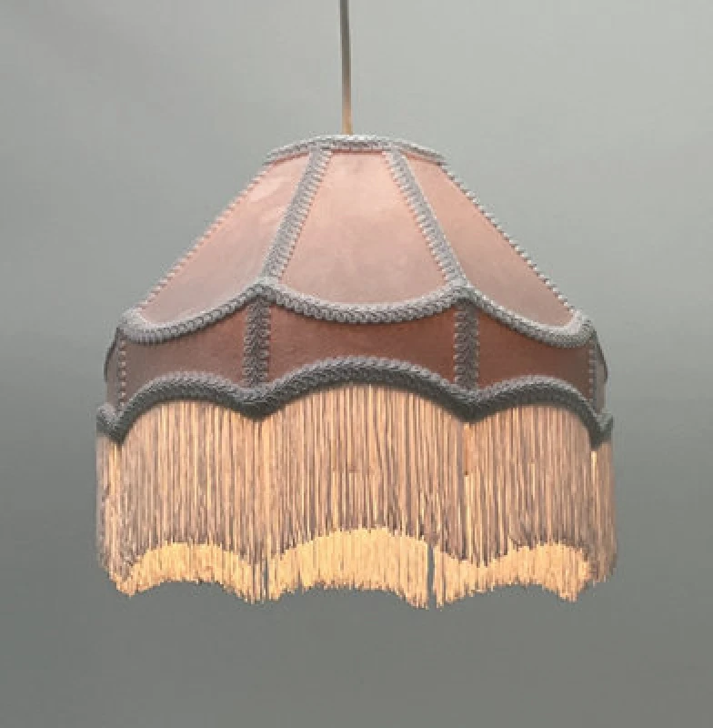 Image of K Living Stunning Pink Traditional Velvet Lamp Shade With Tassels 8Inch