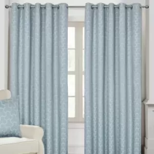 Image of Homecapes Blue Geometric Jacquard Blackout Eyelet Curtain Pair, 66 x 72'