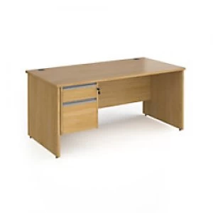 Image of Dams International Straight Desk with Oak Coloured MFC Top and Silver Frame Panel Legs and 2 Lockable Drawer Pedestal Contract 25 1600 x 800 x 725mm