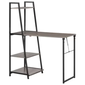 Image of HOMCOM Modern Foldable Office Desk with Storage Shelf Freestanding Computer Workstation Dining Table for Home Office, Grey