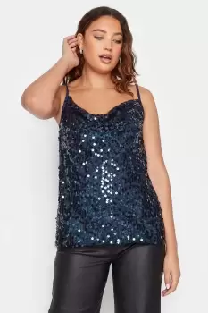 Tall Sequin Cowl Neck Cami Top