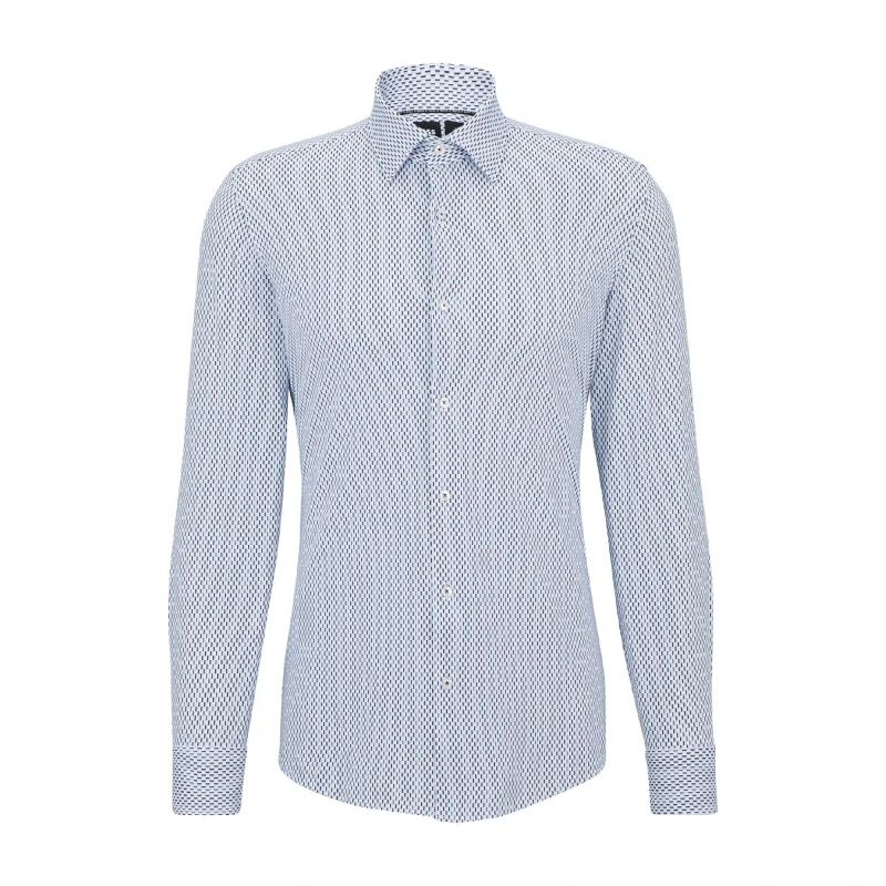Image of Boss Mens P Hank Kent Long Sleeve Oxford Shirt Pastel Blue male 14.5 inch