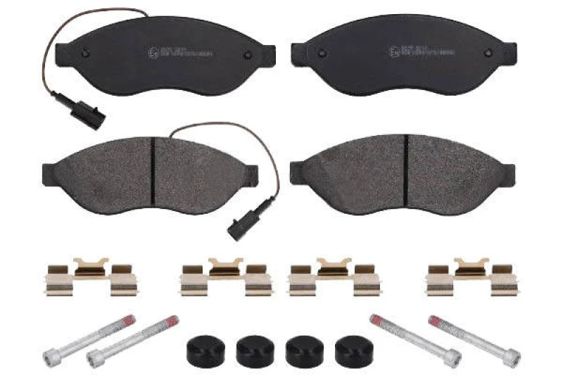 Image of SWAG 33 10 7381 Brake pad set Front Axle, incl. wear warning contact, with fastening/mounting material, with fastening material Brake Pad Set,disc br