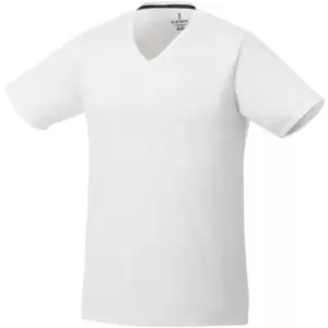 Image of Elevate Mens Amery Short Sleeve Cool Fit V-Neck T-Shirt (L) (White)