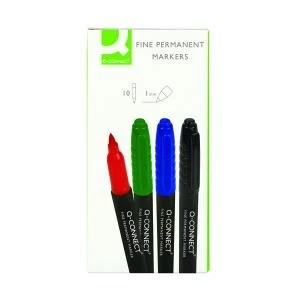 Image of Q-Connect Permanent Marker Bullet Tip Fine Assorted Pack of 10 KF02305