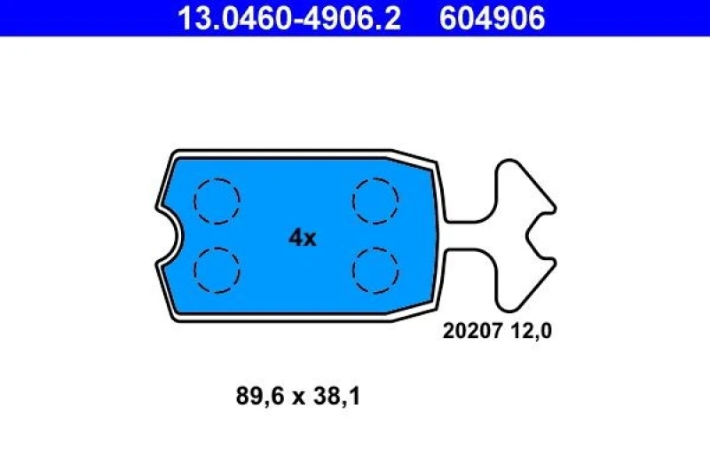 Image of ATE 13.0460-4906.2 Brake pad set excl. wear warning contact Brake Pad Set,disc brake (402)