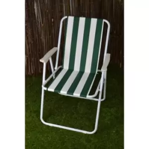 image of 2 Pack of Folding Camping / Picnic Chair in Green and White Garden Patio