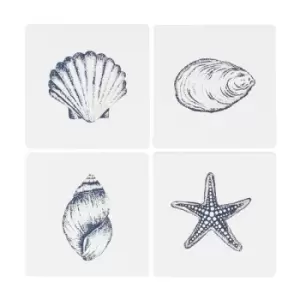 Image of Coastal Charm MDF Seashell Coaster Set
