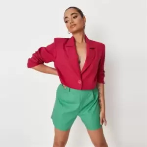 image of Missguided Shoulder Pad Crop Blazer - Pink