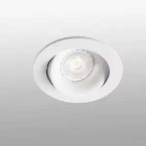 image of Arg 1 Light Round Tiltable Recessed Spotlight White GU10