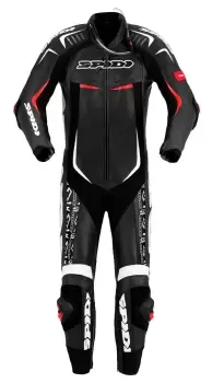 Image of Spidi Track Wind Replica Evo One Piece Motorcycle Leather Suit, black-white, Size 48, black-white, Size 48
