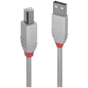 Image of LINDY USB cable USB 2.0 USB-A plug, USB-B plug 0.5 m Grey 36681