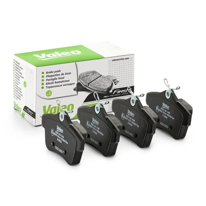 Image of VALEO 301680 Brake pad set Rear Axle, without integrated wear sensor, FIRST, without anti-squeak plate Brake Pad Set,disc brake (402)
