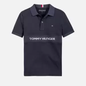 Image of Tommy Hilfiger Boys' Rib Insert Jacquard Polo Shirt - Desert Sky - 10 Years