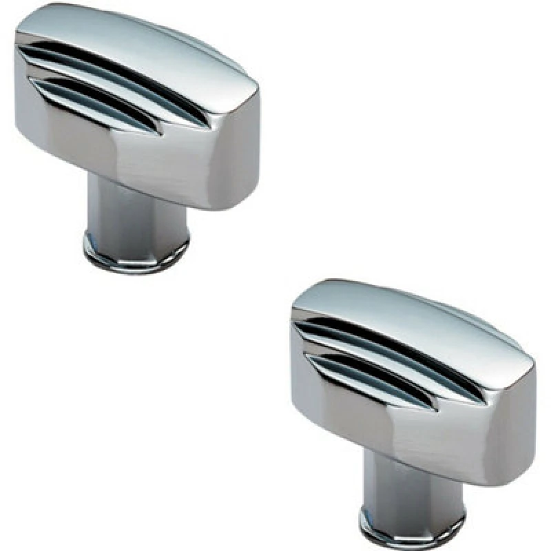 Image of Loops 2x Square Cabinet Door Knob Geometric Design 30 x 20mm Polished Chrome Multi unisex