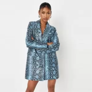 image of Missguided Button Front Blazer Dress Croc - Green