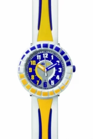 image of Childrens Flik Flak All Around Yellow Purple Watch FCSP010