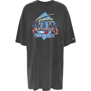 Image of Tommy Jeans Vintage Graphic T Shirt Dress - BDS BLACK