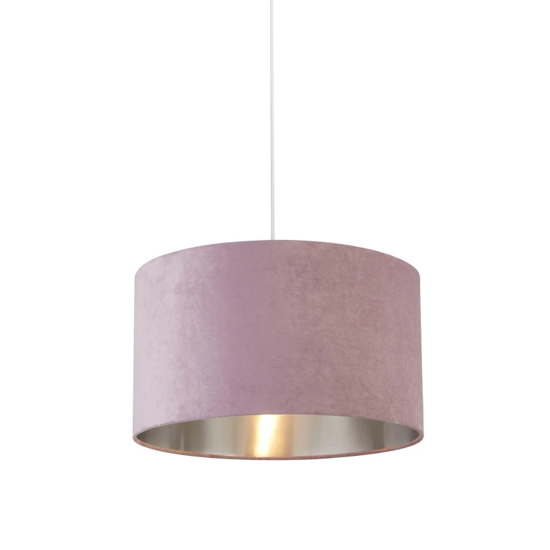 Image of Lighting Collection LILAC VELVET DRUM SHADE & SILVER INNER (D40cm) Lilac unisex One Size