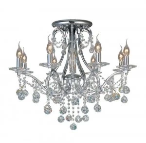 image of Semi Flush Ceiling 8 Light Polished Chrome, Crystal