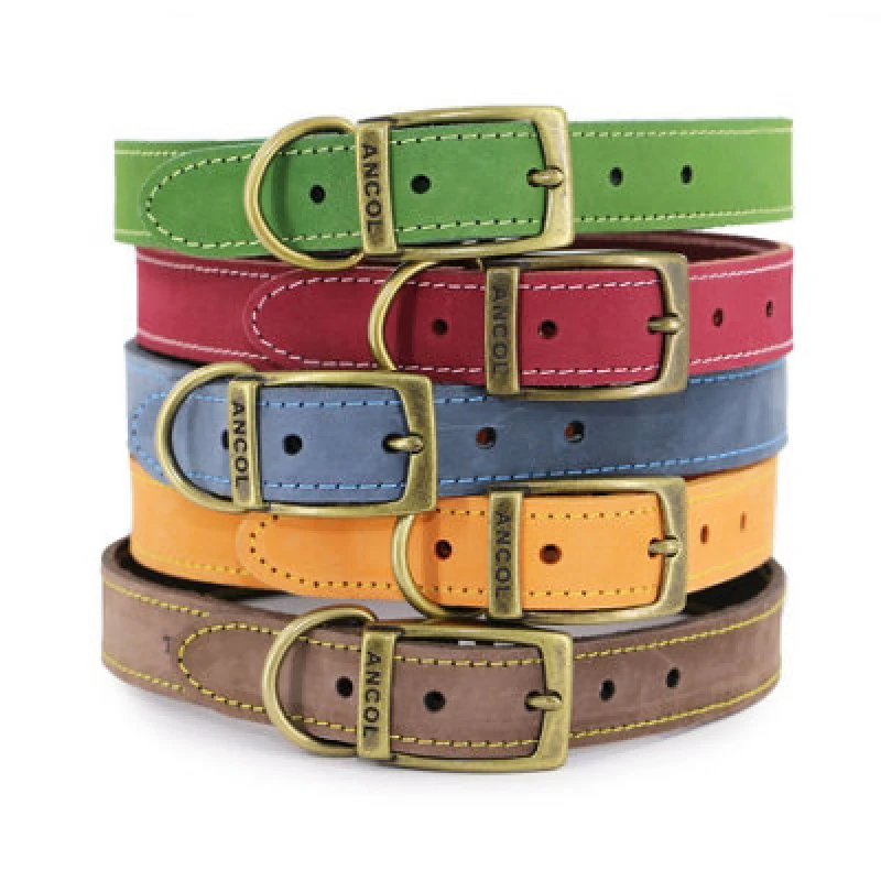 Image of Ancol Timberwolf Leather Collar Lightweight Comfort Brown