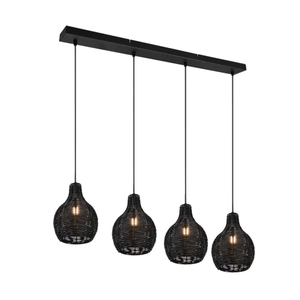 image of Sprout Modern 4 Light Bar Pendant Ceiling Light Black