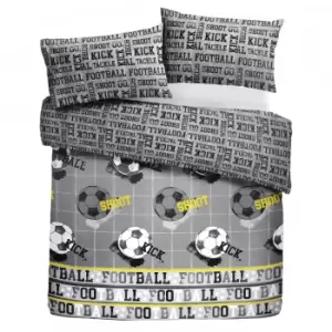 Image of Football Duvet Cover and Pillowcase Set Grey Grey