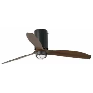 Image of Faro MINI TUBE - LED Matt Black, Wood Ceiling DC Motor Smart - Remote Included, 3000K