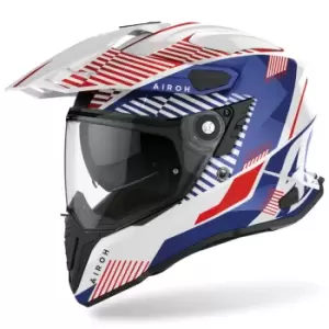 Image of Airoh Commander Boost Motocross Helmet, white-red-blue, Size 2XL, white-red-blue, Size 2XL