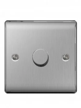 image of British General Brushed Steel 400 Watt 1G Dimmer