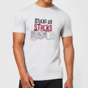 The Flintstones Stacks On Stacks Mens T-Shirt - Grey - XXL