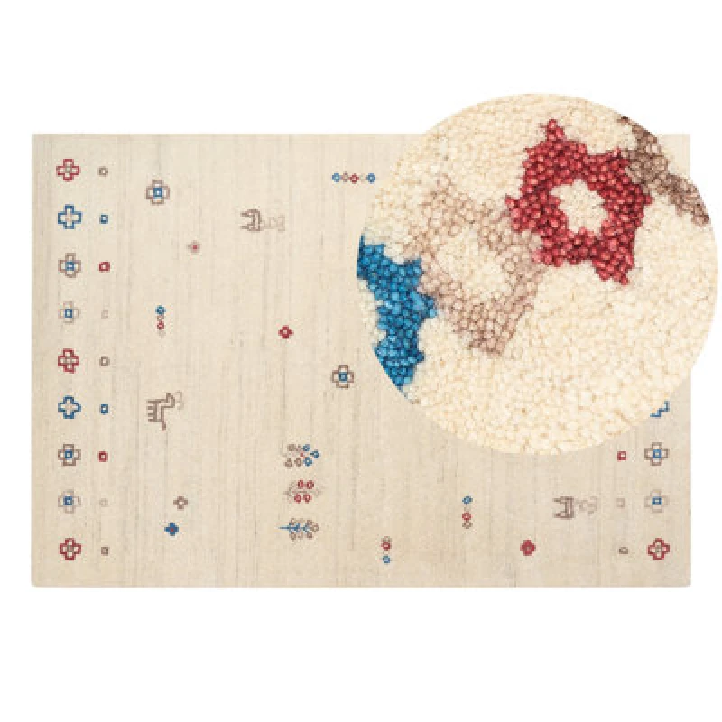 Image of Beliani Rug Suluca Beige 160 X 230 Cm Wool Gabbeh