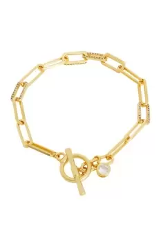 Image of Gold Plate Cubic Zirconia Chain T Bar Bracelet