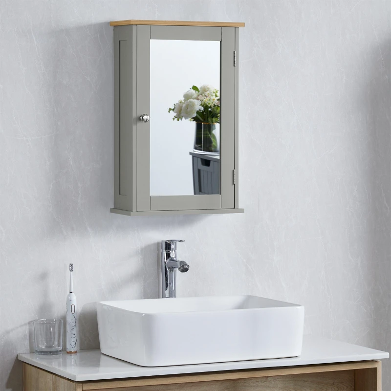 Image of Lassic Bath Vida Priano 1 Door Mirrored Wall Cabinet Grey unisex 1 Door