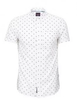Image of Superdry Classic Seersucker Short Sleeve Shirt, White Size M Men