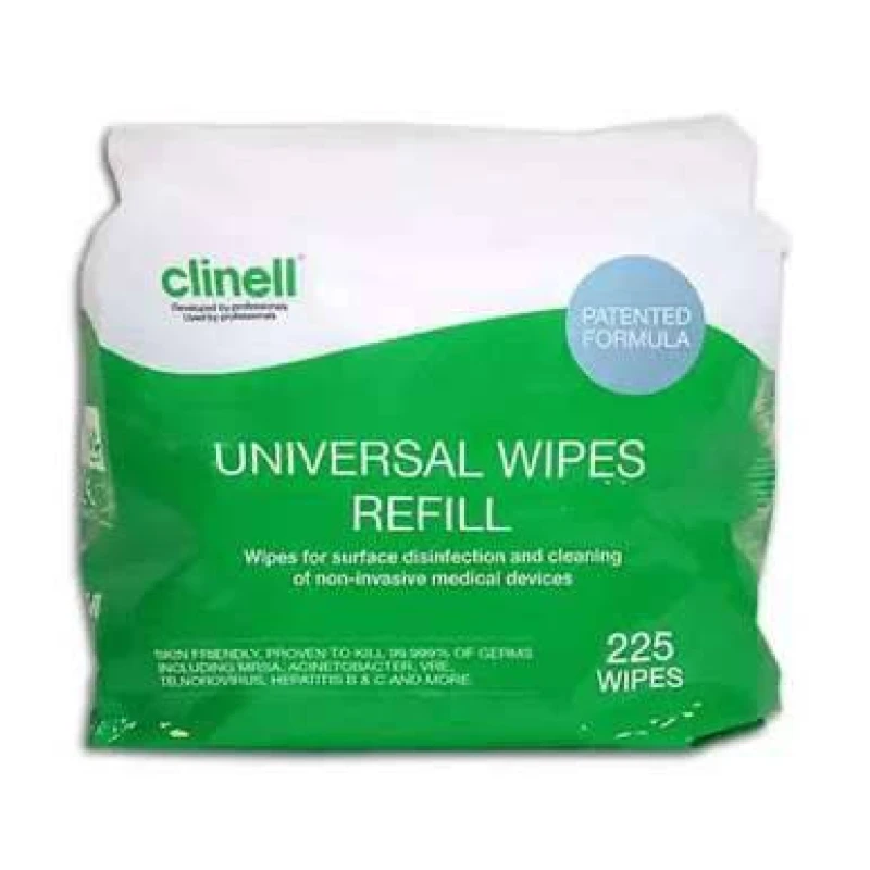 Image of Clinell Universal Wipes Bucket Refill, Pack of 225