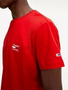Image of Tommy Jeans TJM Chest Logo Tee - Red, Size XS, Men