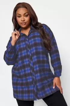 Image of Check Print Oversized Shirt