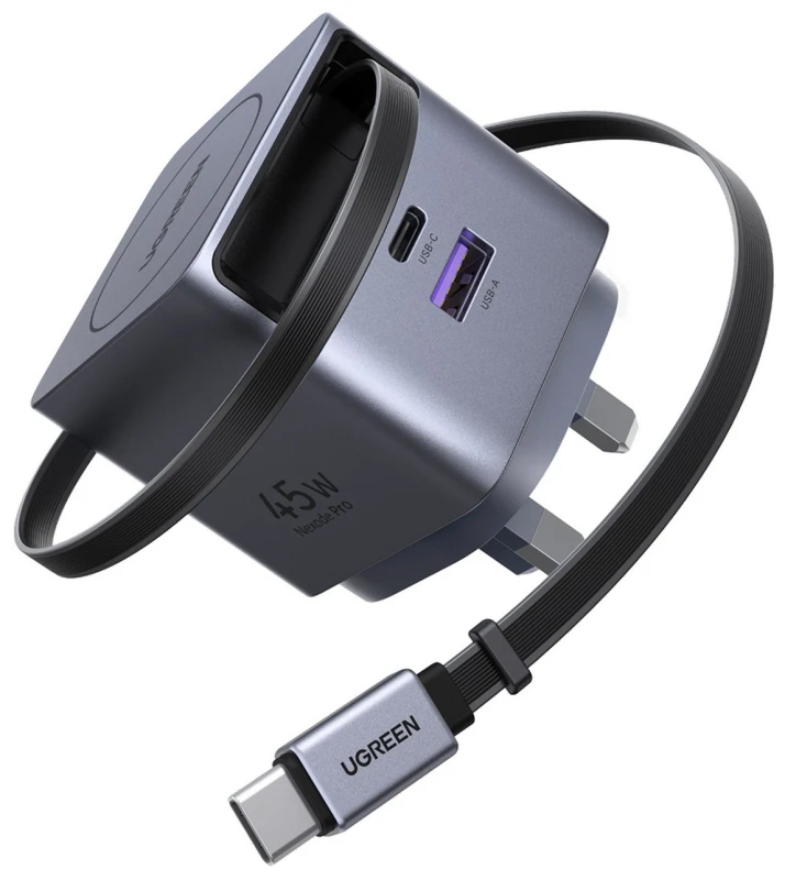 Image of Ugreen 45W CHARGE W RETRACTABLE USB-C CABLE