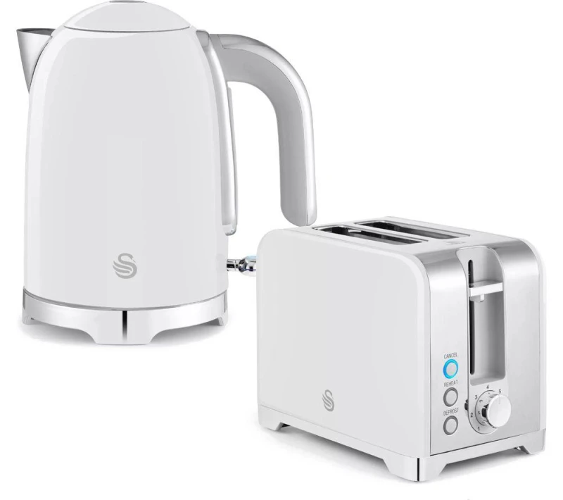 Image of Swan Solace 2-Slice Toaster & Cordless Jug Kettle Bundle - White 5055322570873