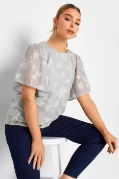 Image of Floral Shimmer Angel Sleeve Blouse