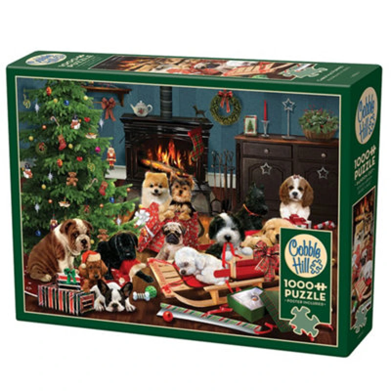 Image of Cheatwell Games Cheatwell Cobble Hill Christmas Puppies 1000 Piece Puzzle