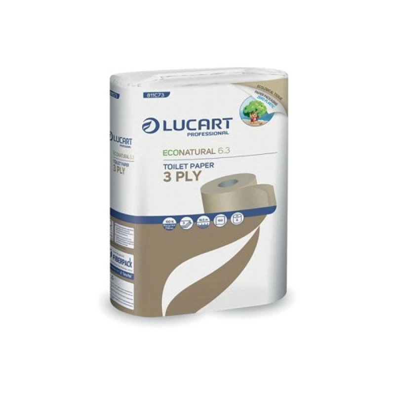 Image of Lucart EcoNatural 6.3 Carbon Neutral Toilet Roll 3-Ply 150 Sheets (72 Pack) 811C73