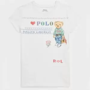 Image of Polo Ralph Lauren Girls Fairisle Bear Cotton-Jersey T-Shirt - 4 Years