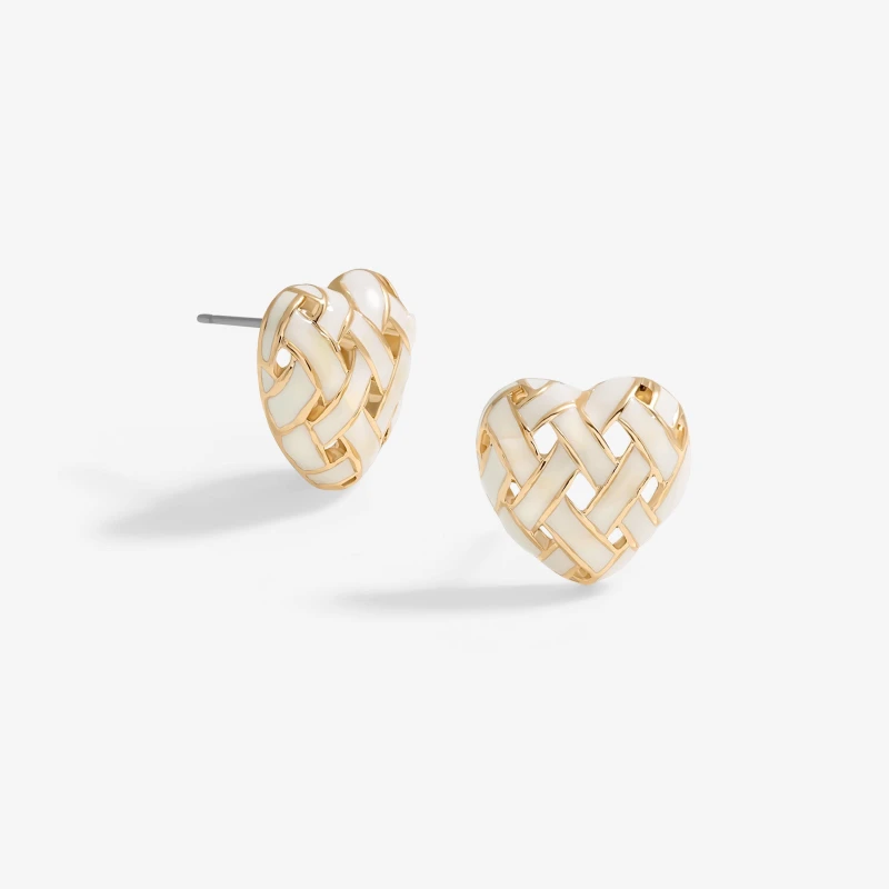 Image of Jon Richard Gold Plated Enamel Heart Weave Earrings Gold